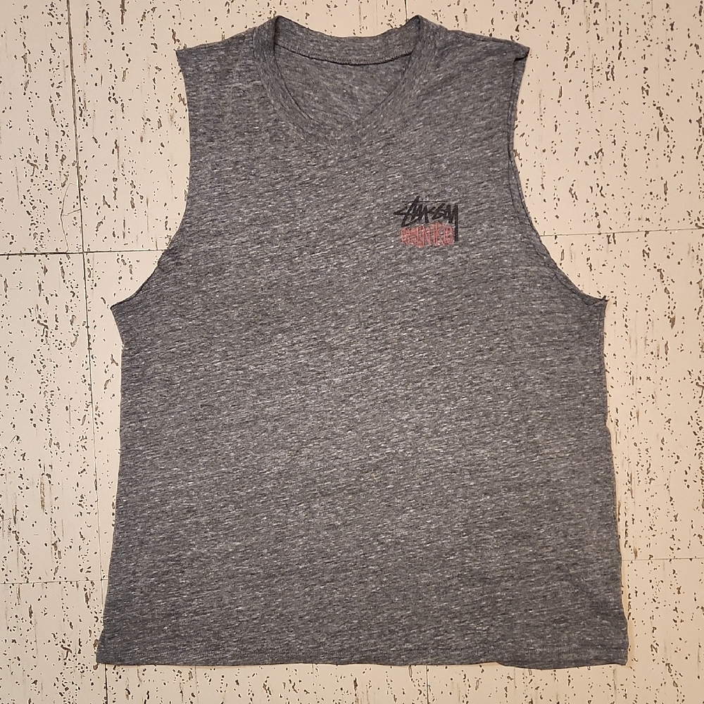 Stussy Grey Rasta Full Graphic Tanktop Muscle Shirt Vintage Y2K